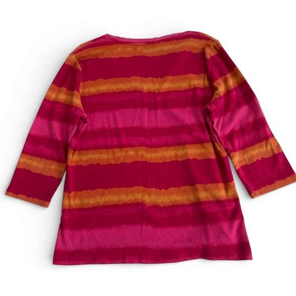 St. John’s Bay Striped 3/4 Sleeve Pink and Orange Women’s Shirt - L - Picture 2 of 5